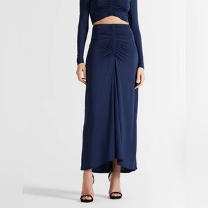 A.L.C. Aureta Ruched Maxi Skirt In Navy